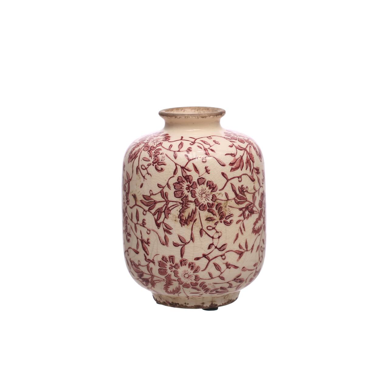 6&#x22; Cream &#x26; Red Floral Vase by Ashland&#xAE;